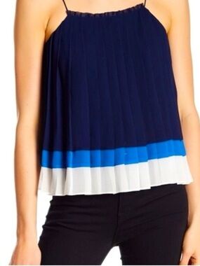 Joie Silk Tank Navy Blue Tiered Sheer Cami Top Womens Medium